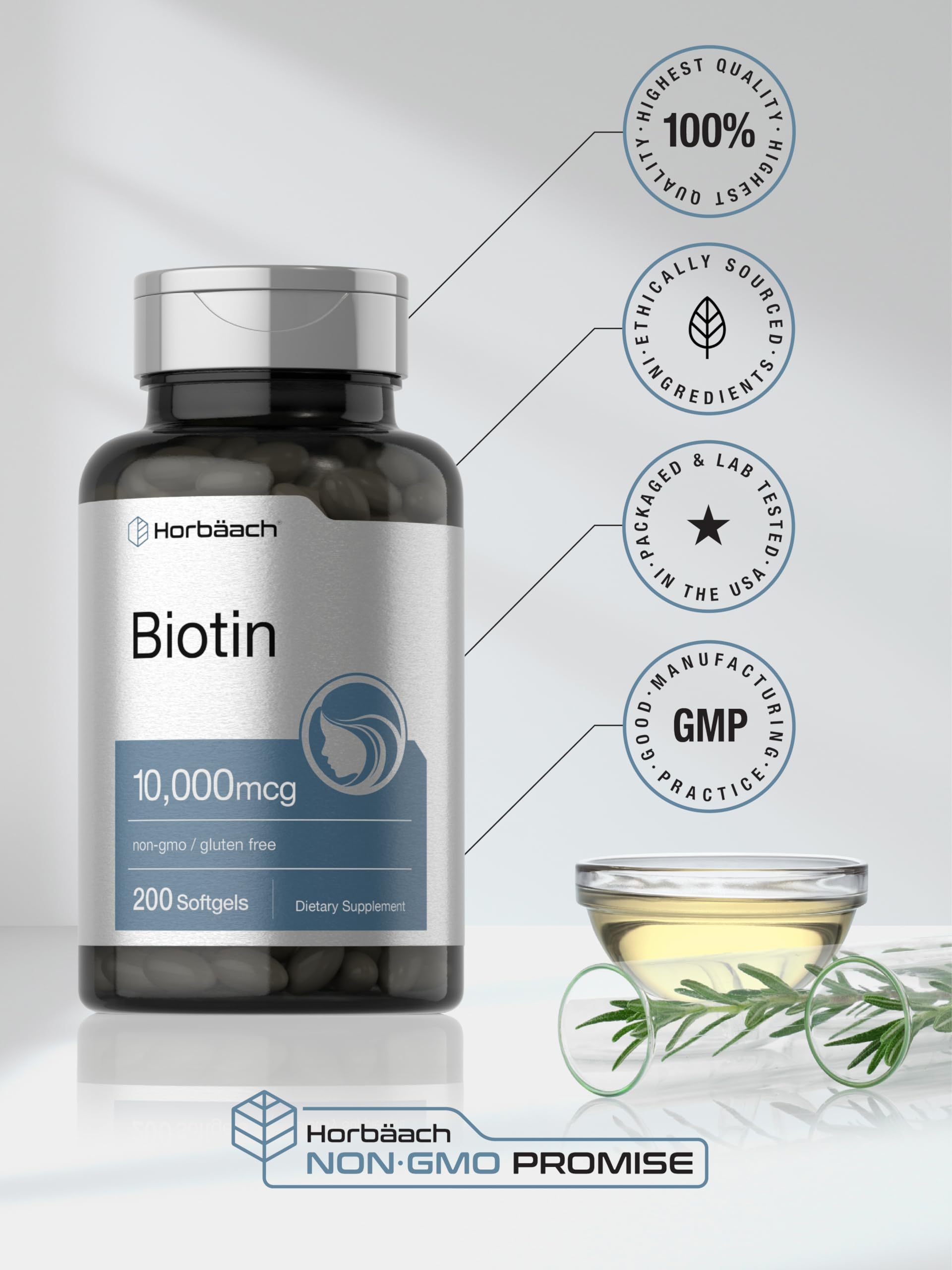 Frasco biotina máxima fuerza Horbaach vitamina b7
