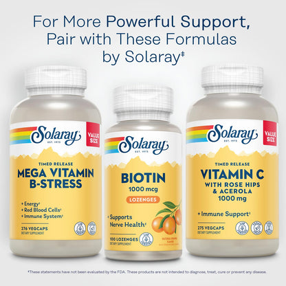 Frasco de Biotina Solaray 1000 mcg 100 pastillas