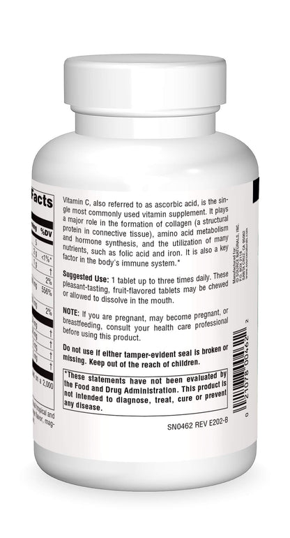 Frasco blanco Source Naturals vitamina c masticable acerola