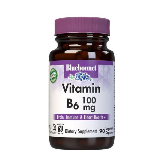 Frasco BlueBonnet cápsulas vitamina B6 100 mg vegetales