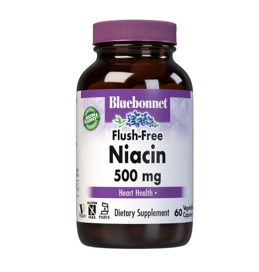 Frasco Bluebonnet Niacina 500mg sin enrojecimiento 60 cápsulas
