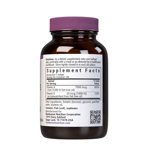 Frasco Bluebonnet vitaminas A y D3 aceite pescado