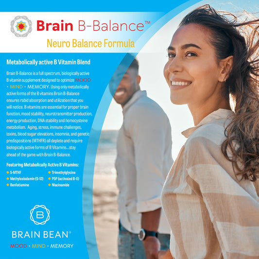 Frasco Brain B Balance cápsulas veganas para mente y memoria