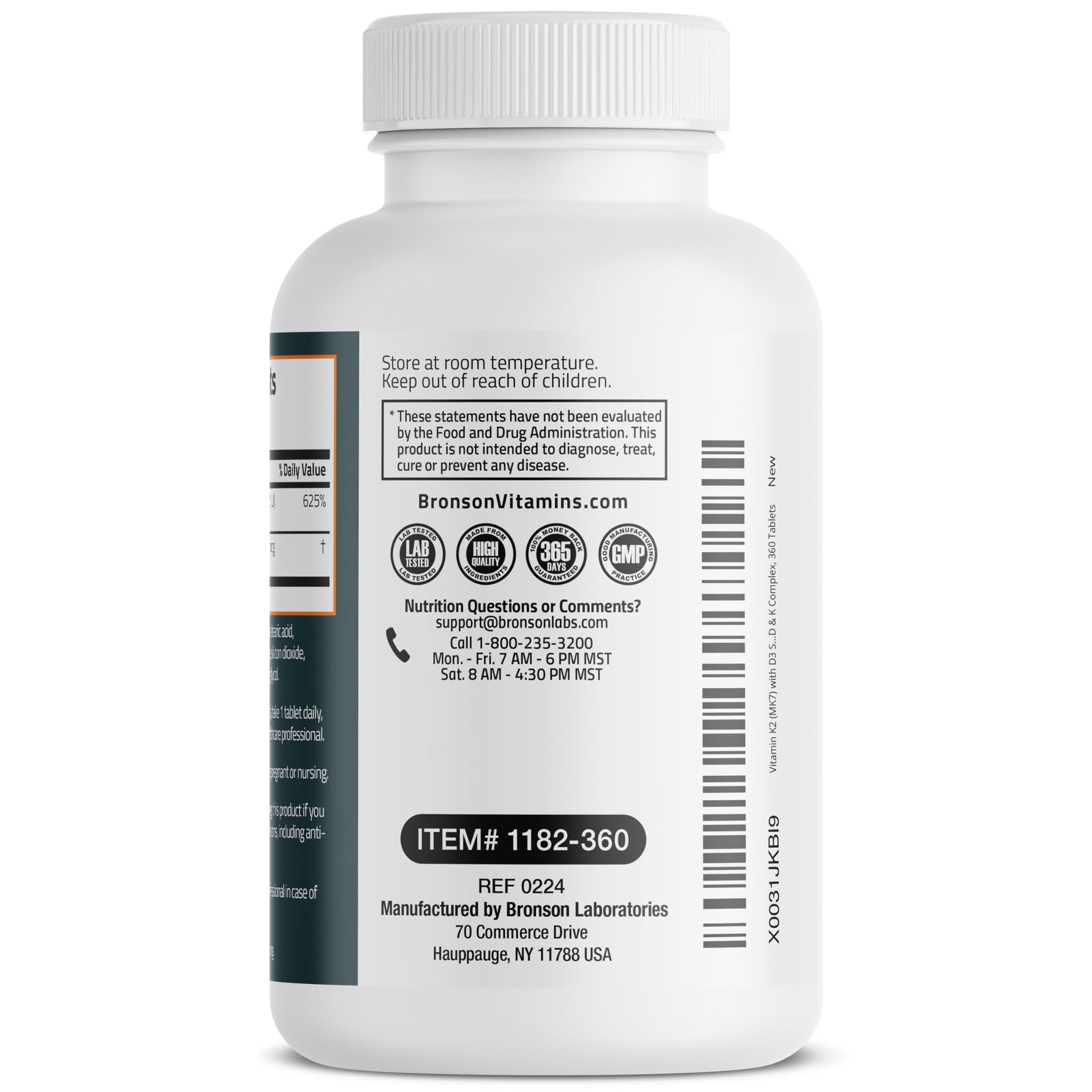 Frasco Bronson vitaminas K2 D3 con fórmula avanzada no OMG