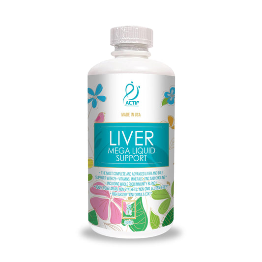 Frasco y caja Actif Liver Mega soporte hígado y producción de bilis