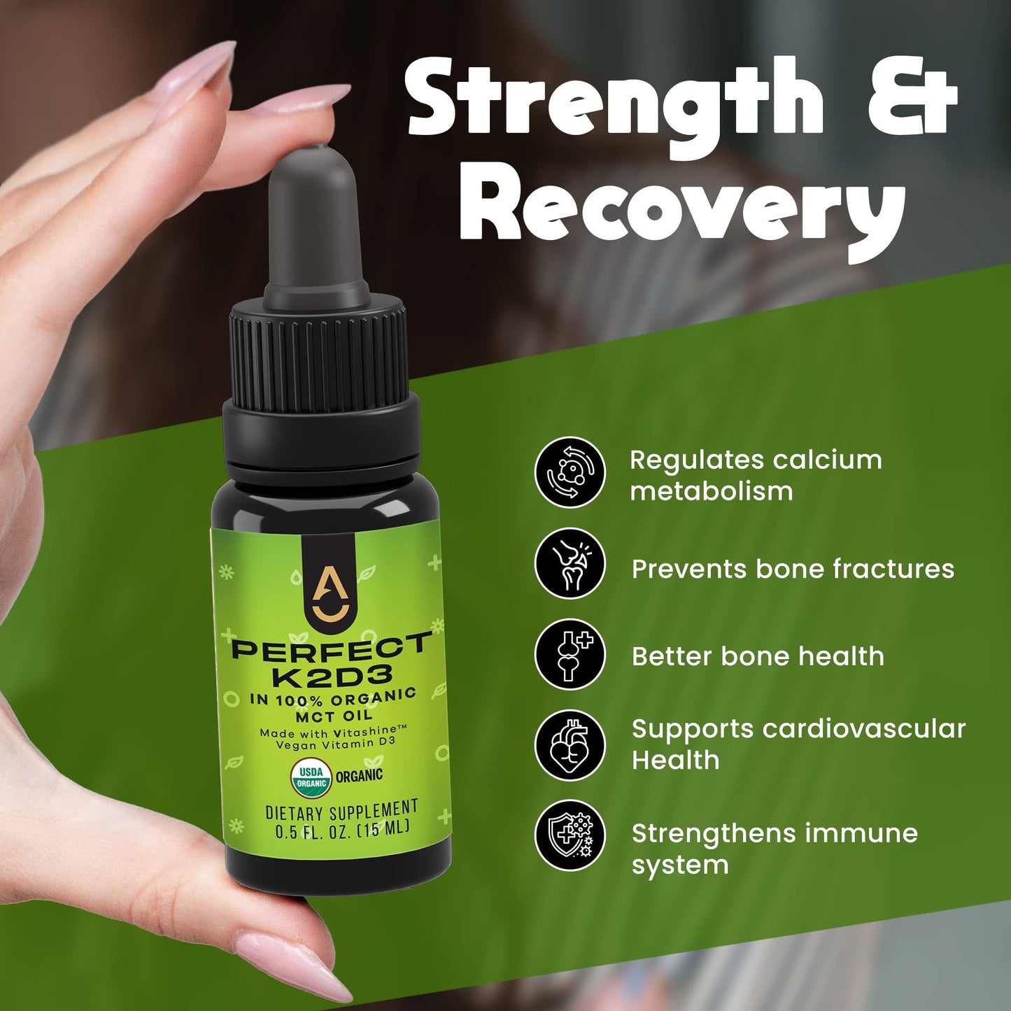 Frasco y caja suplementos vitamina D3K2 ACTIVATION