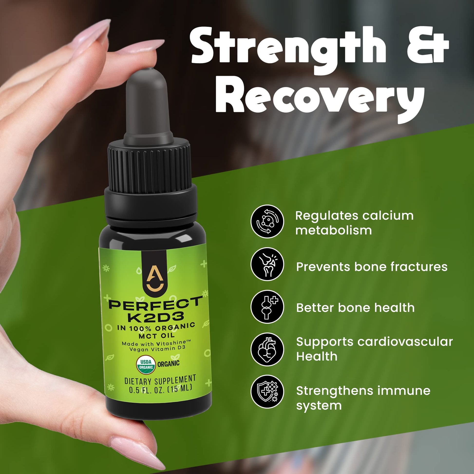 Frasco y caja suplementos vitamina D3K2 ACTIVATION