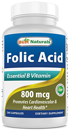 Frasco cápsulas de ácido fólico vitamina b1 Best Naturals