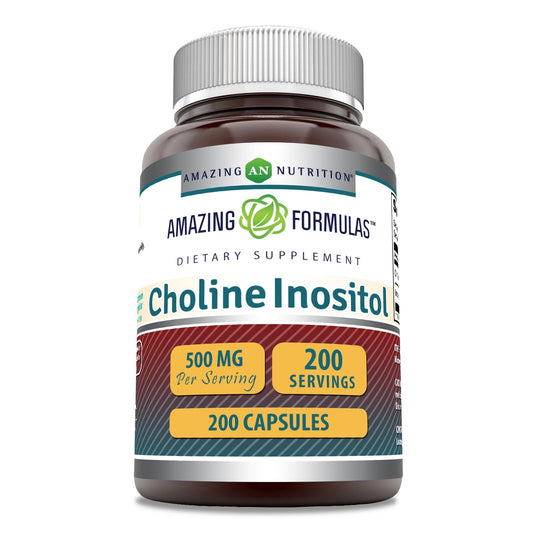 Frasco de cápsulas Amazing Formulas colina e inositol 500mg