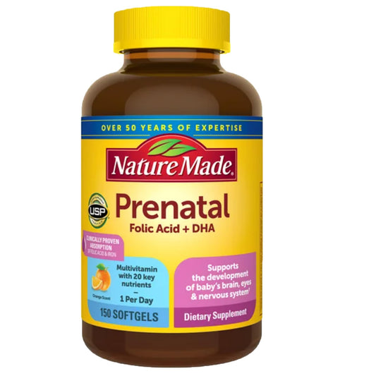 Frasco cápsulas blandas Nature Made Prenatal con DHA