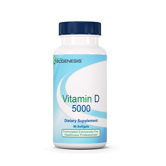Frasco de cápsulas blandas vitamina D3 5000 IU Nutra BioGenesis