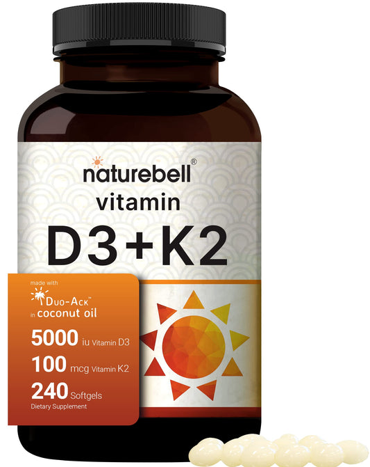 Frasco cápsulas blandas vitamina D3 K2 NatureBell 240 unidades