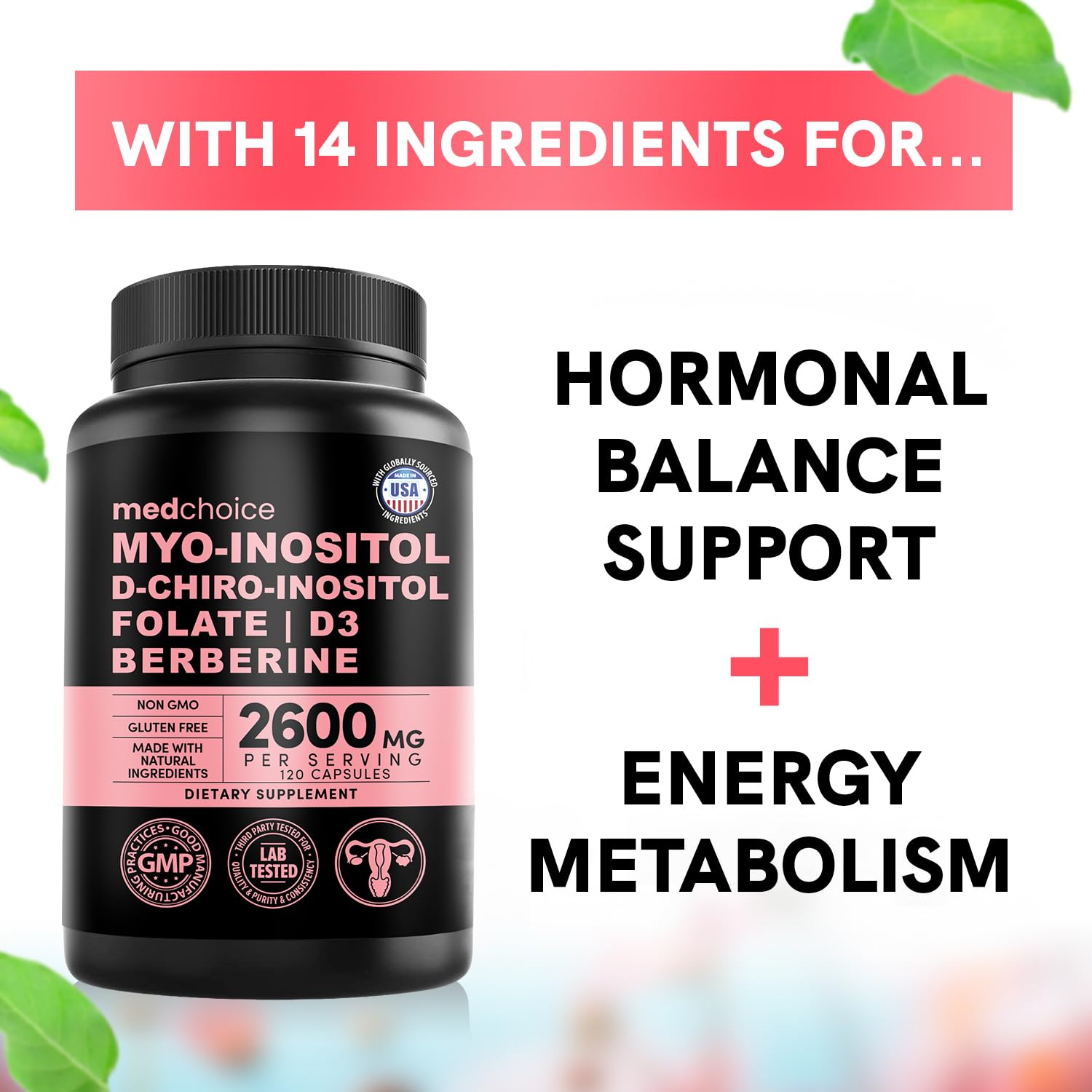 Frasco cápsulas Inositol y vitaminas MedChoice para mujer