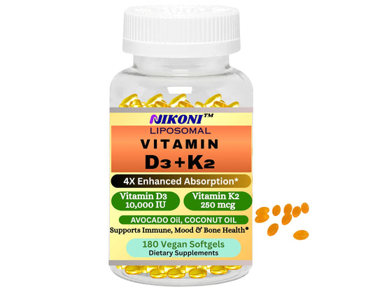 Frasco de cápsulas lipozomales Nikoni vitaminas D3 y K2