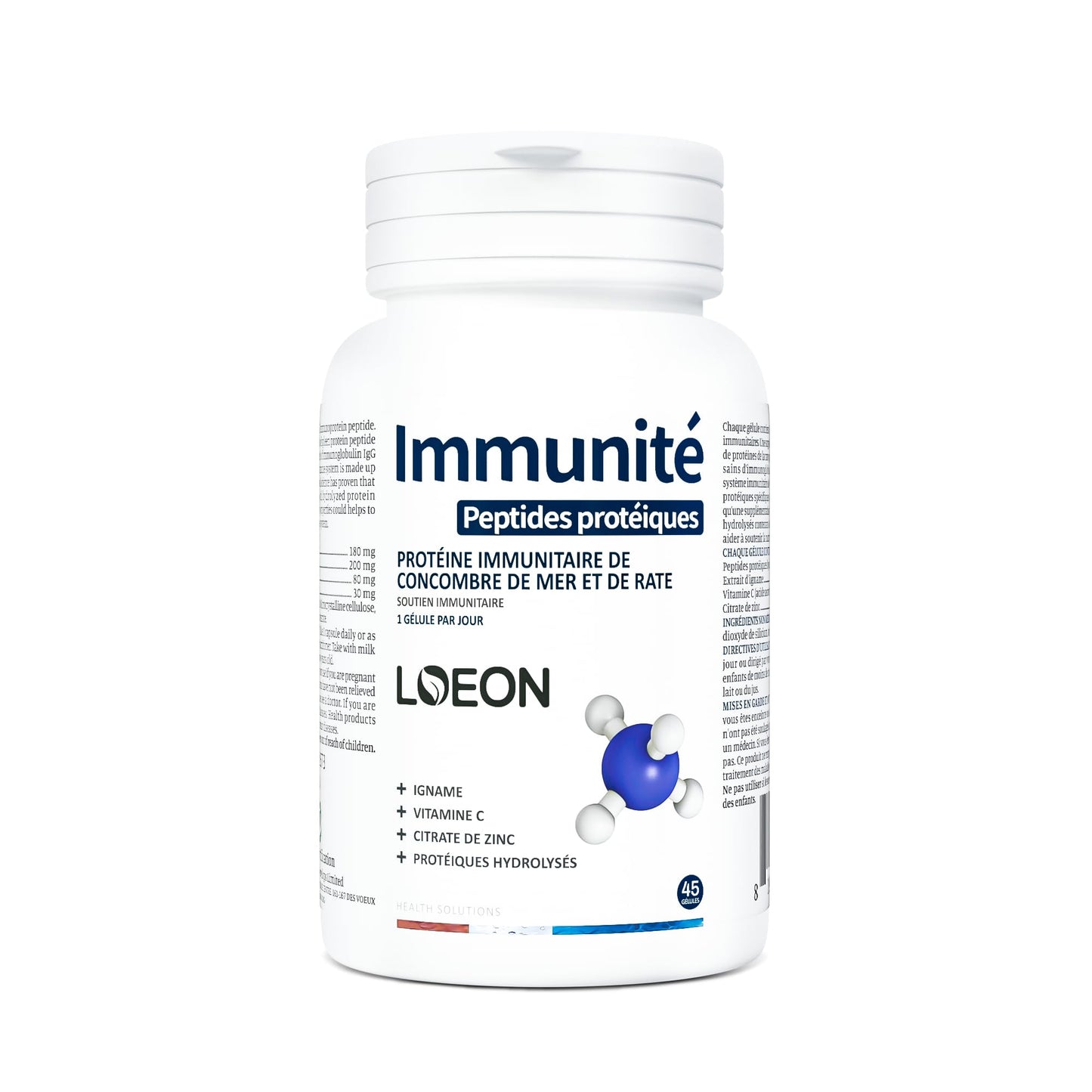 Frasco de cápsulas LOEON apoyo inmunológico con vitamina C y zinc