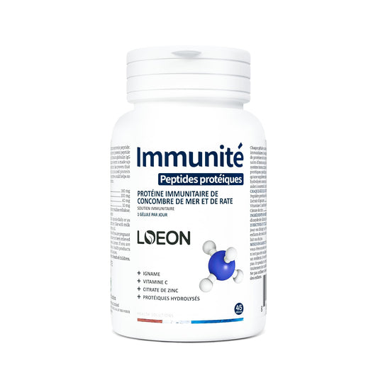 Frasco de cápsulas LOEON apoyo inmunológico con vitamina C y zinc