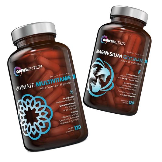Frasco de cápsulas multivitamínicas OmniBiotics