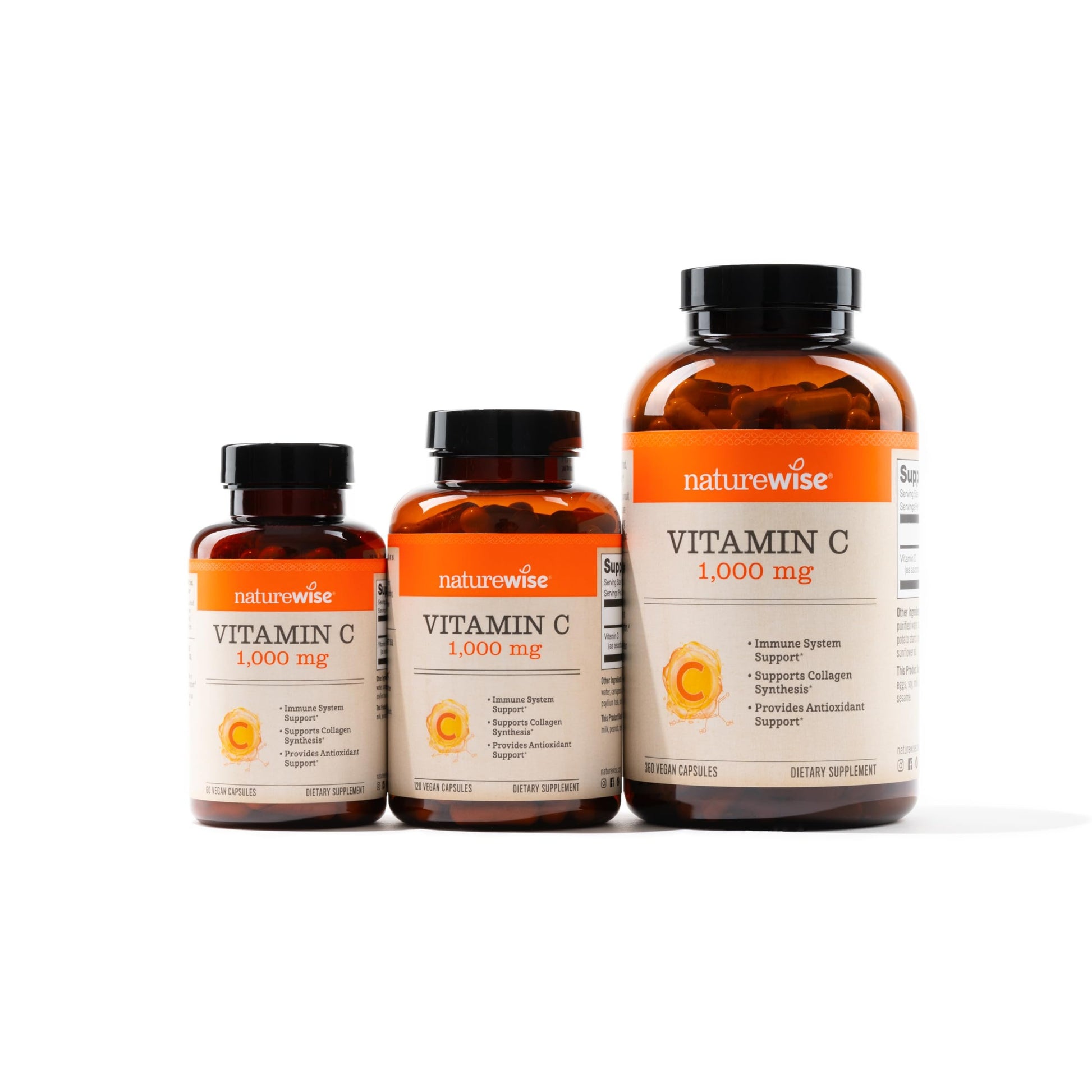 Frasco cápsulas naturewise vitamina c detalles