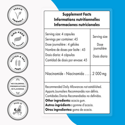 Frasco y cápsulas vegetarianas niacinamida Supersmart