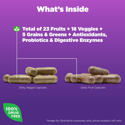 Frasco y cápsulas de suplemento Nutrición Equilibrada Natrol JuiceFestiv