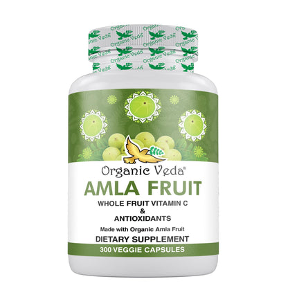 Frasco cápsulas orgánicas Amla Organic Veda 300 unidades