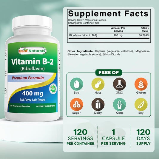Frasco cápsulas vegetales vitamina B2 Best Naturals