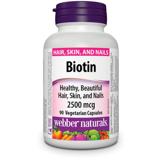 Frasco cápsulas vegetarianas biotina Webber Naturals