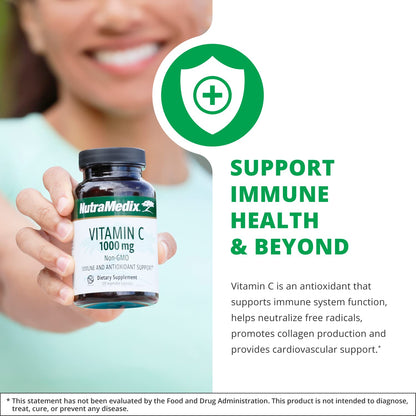 Frasco de cápsulas vegetarianas NutraMedix Vitamina C 1000mg