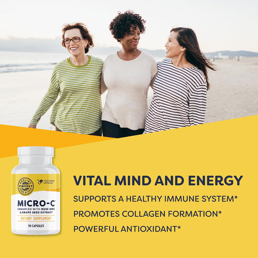 Frasco de cápsulas Vimergy Micro-C vitamina c inmunidad colágeno