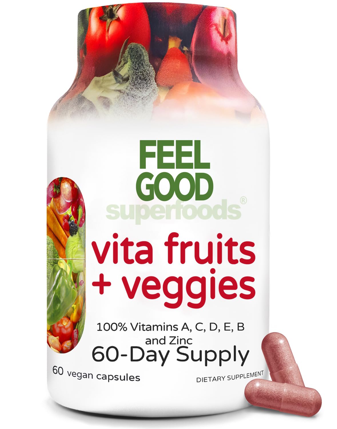 Frasco de cápsulas Vita Frutas y Verduras FeelGood Superfoods