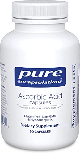 Frasco de cápsulas de vitamina c ácido ascórbico Pure Encapsulations