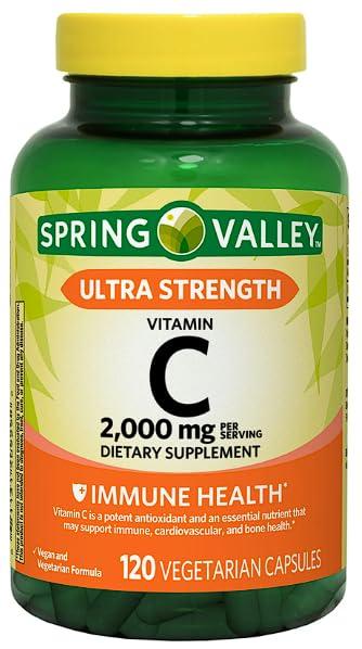 Frasco cápsulas Vitamina C Ultra Potente Spring Valley 2000 mg