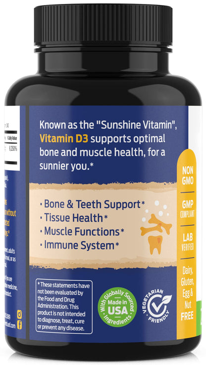 Frasco y cápsulas vitamina d3 forestleaf alta dosis