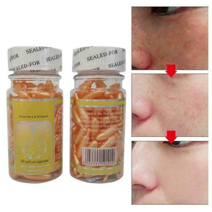 Frasco y caja cápsulas vitamina E cuidado piel ZZLLH