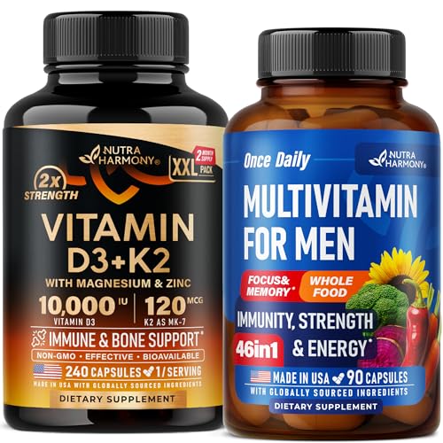 Frasco de cápsulas Nutraharmony multivitamínicos para hombres.