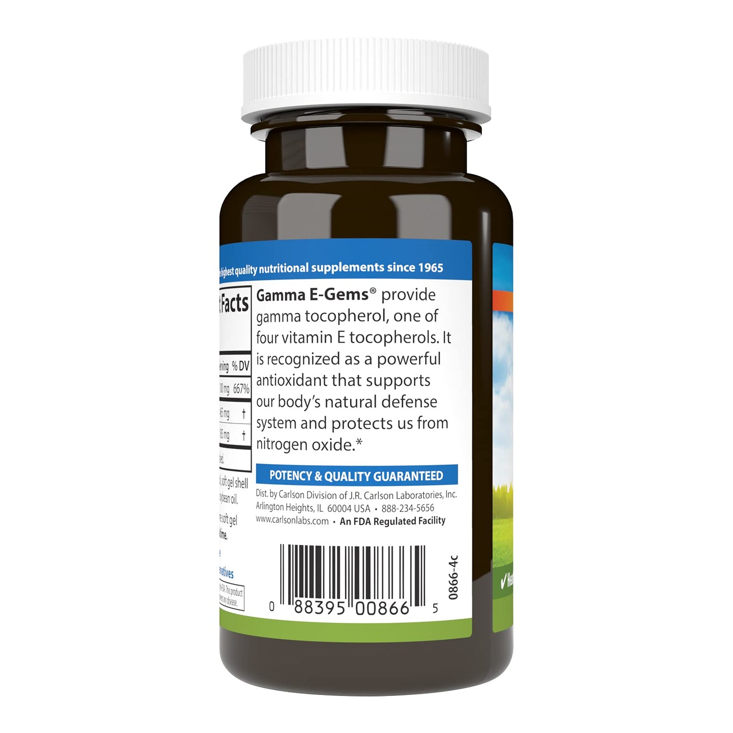 Frasco Carlson Gamma E-Gems antioxidante para salud cardiovascular