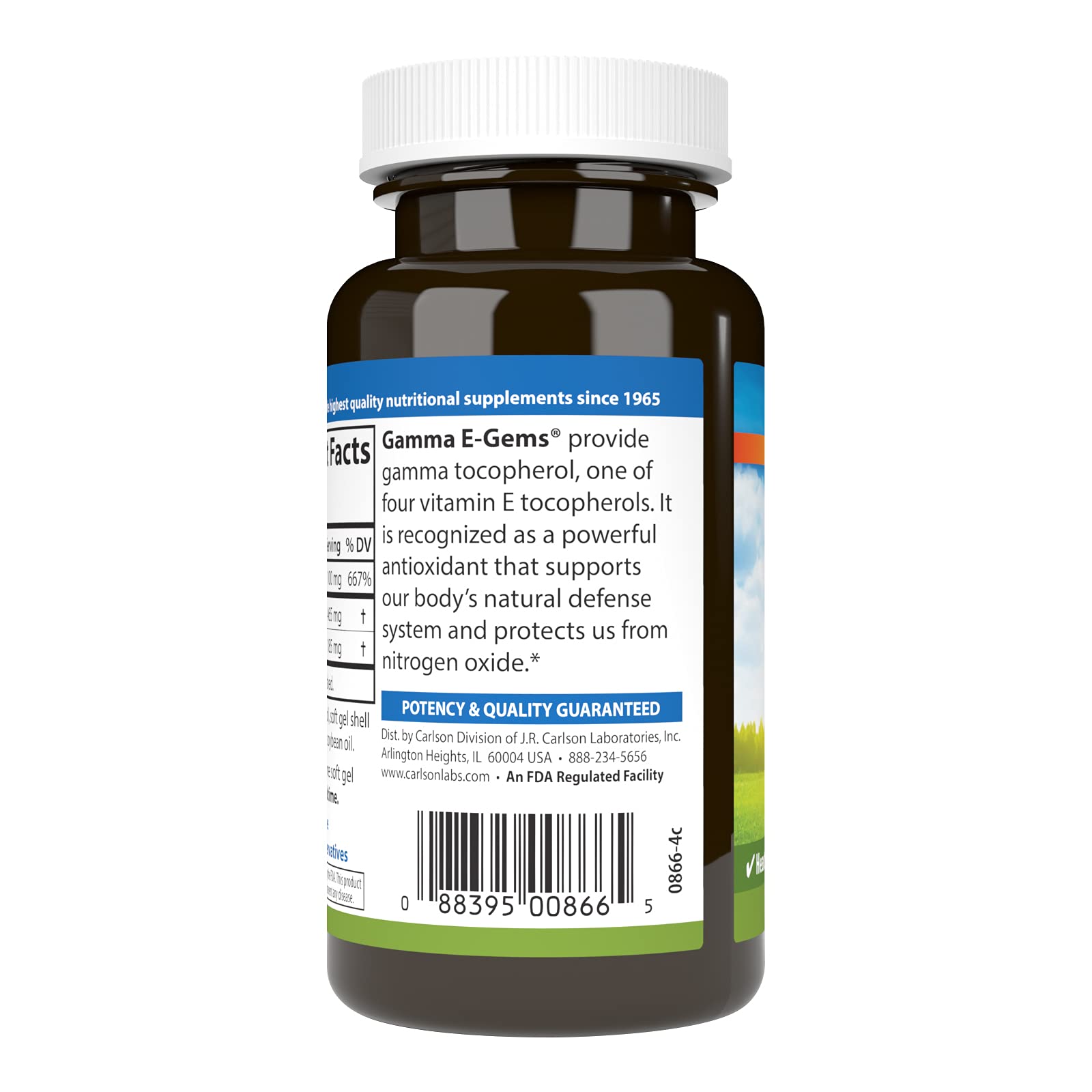 Frasco Carlson Gamma E-Gems antioxidante para salud cardiovascular