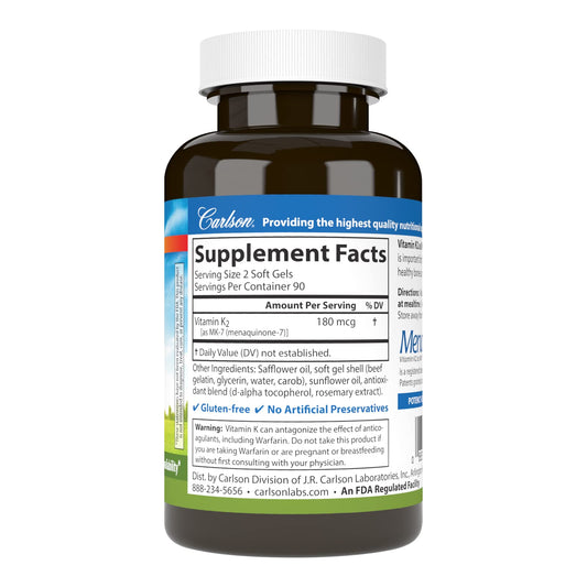 Frasco de Carlson Vitamina K2 MK-7 para huesos saludables