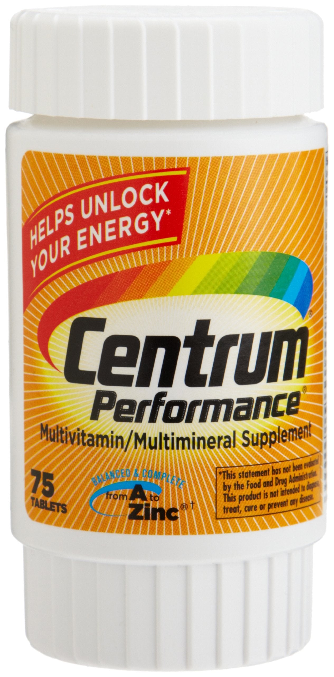 Frasco de multivitamínico Centrum Performance 75 tabletas