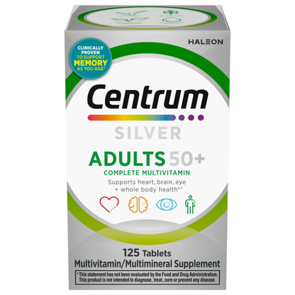 Frasco Centrum Silver multivitamínico adultos mayores 125 tabletas