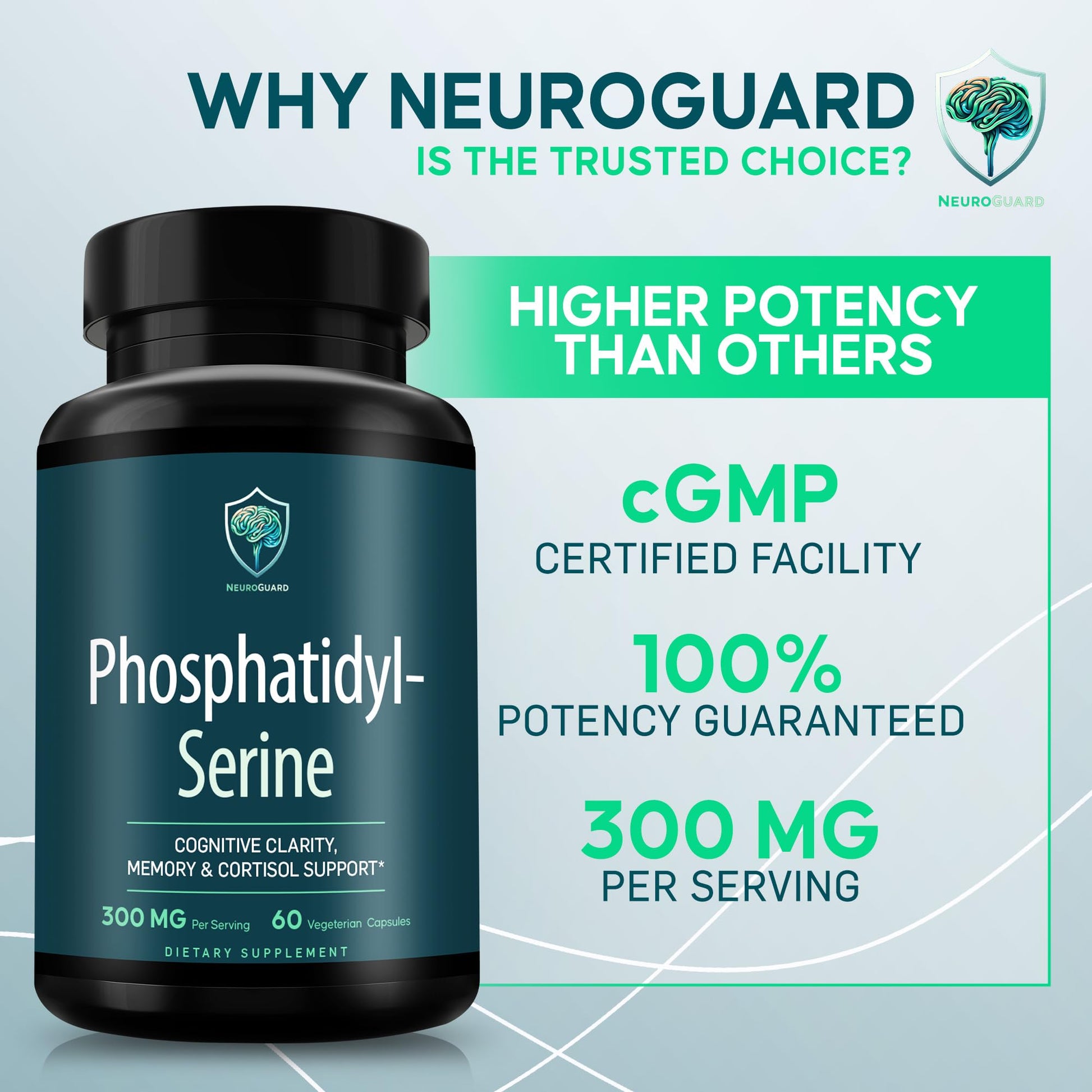 Frasco cerrado suplemento NeuroGuard fosfatidilserina