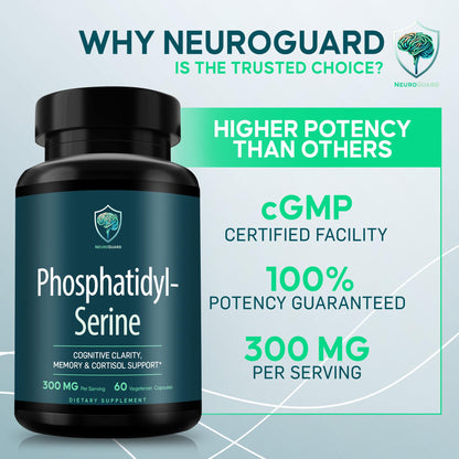 Frasco cerrado suplemento NeuroGuard fosfatidilserina