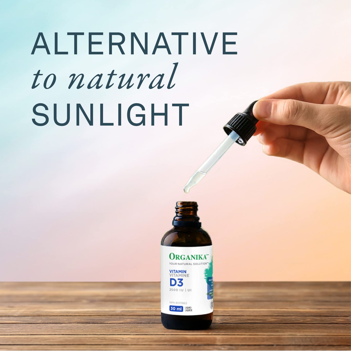 Frasco cerrado vitamina D3 líquida Organika