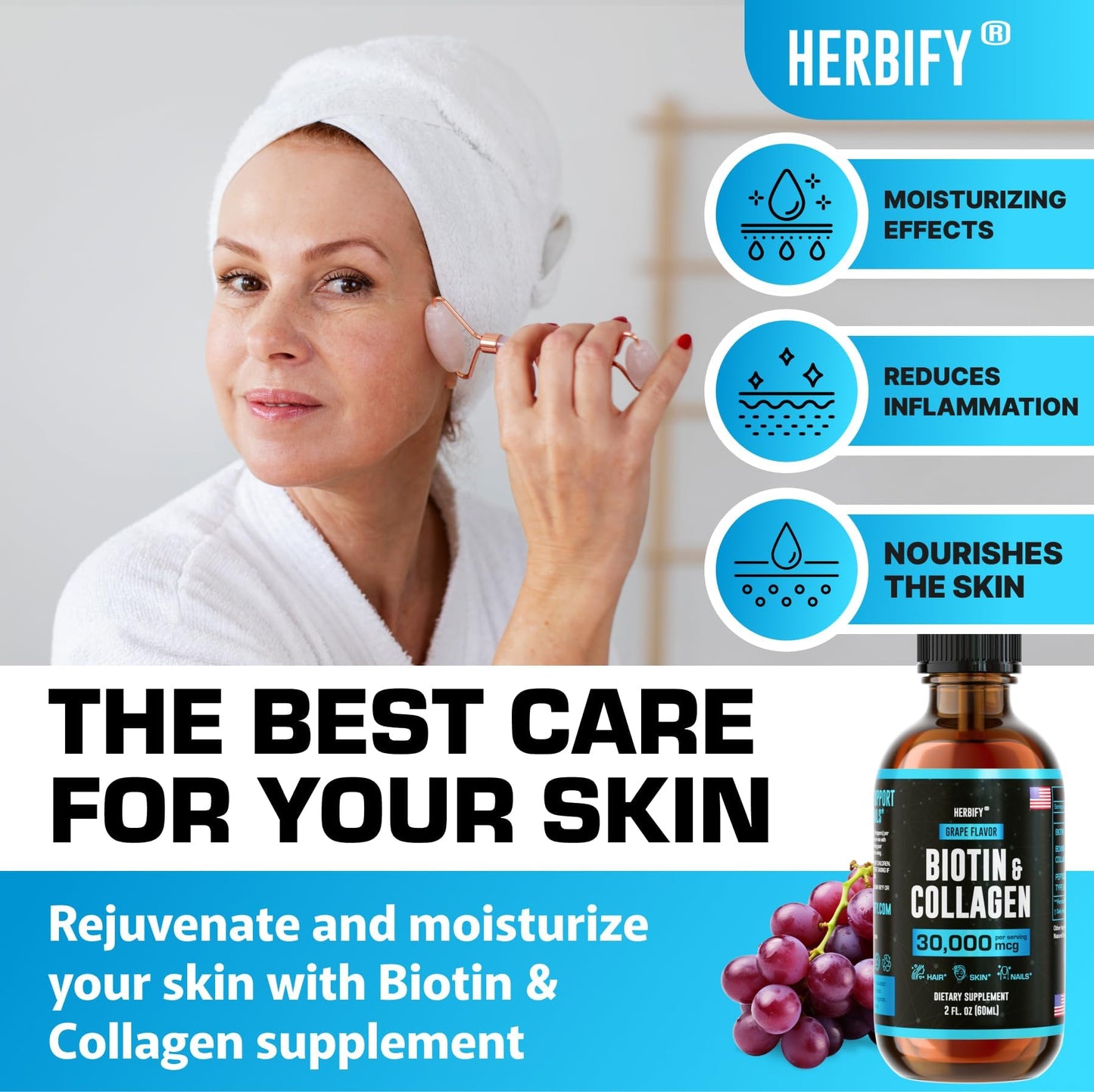 Frasco colágeno biotina para uñas y piel HERBIFY
