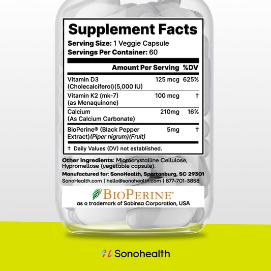 Frasco compacto vitamina D3 K2 alta absorción