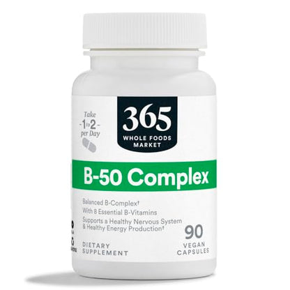 Frasco Complejo Vitamina B50 365 Whole Foods Market 90 cápsulas