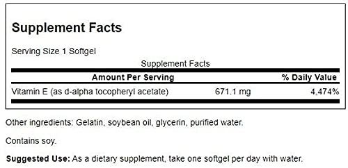 Frasco complemento vitamina E Swanson con 100 cápsulas blandas