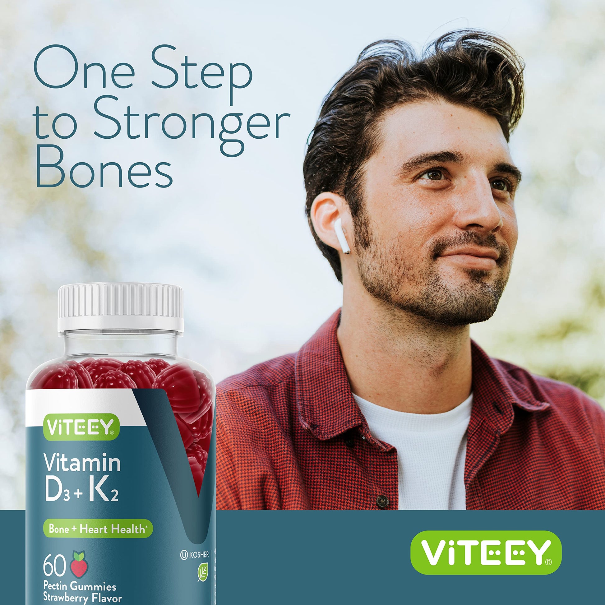 Frasco completo Viteey gominolas vitamina d3 k2 sabor fresa