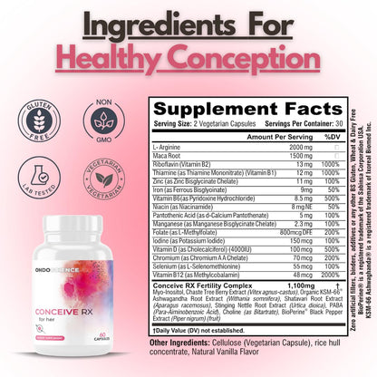Frasco Conceive RX suplemento para regular ciclo y ovulación mujer