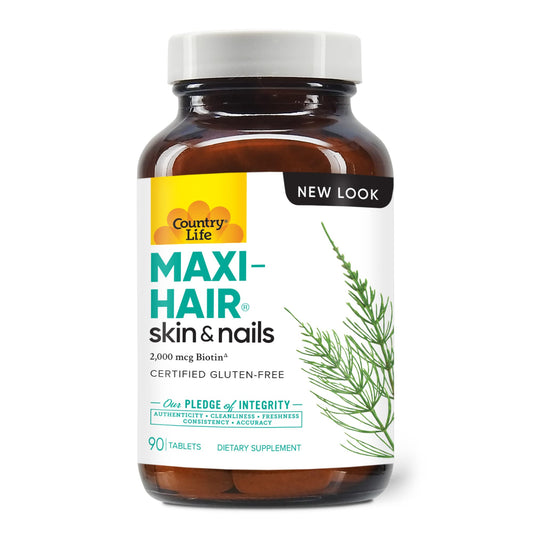 Frasco Country Life Maxi-Hair 90 tabletas biotina